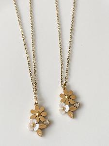 Collier petites fleurs doré