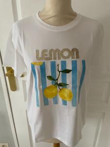 t shirt blanc citron bleu 36/42