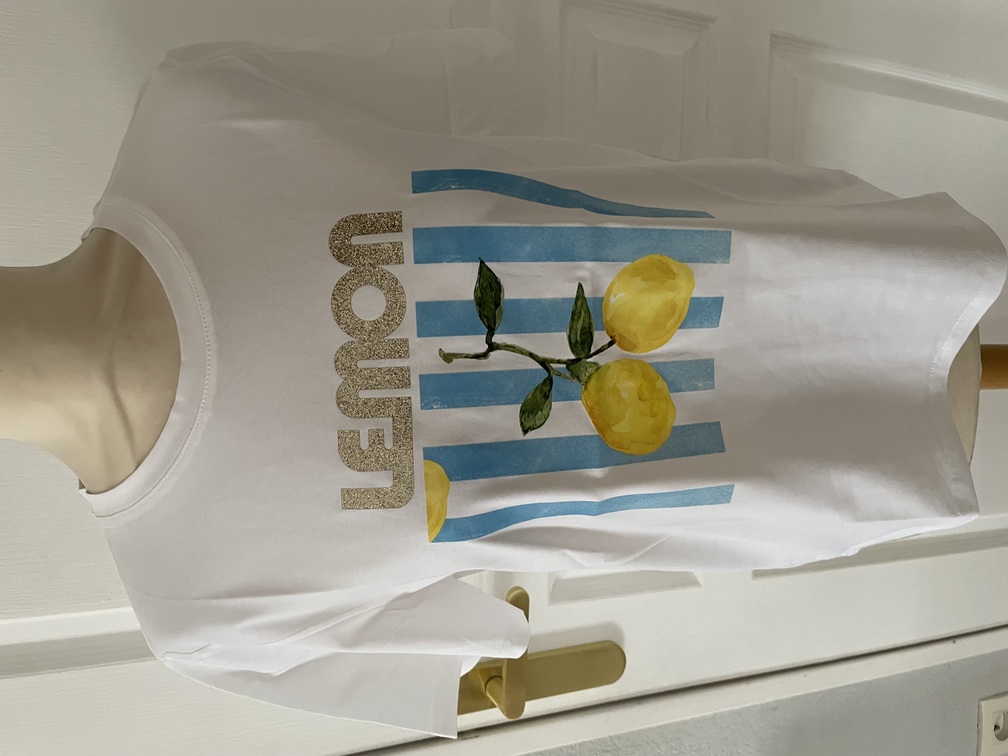 t shirt blanc citron bleu 36/42