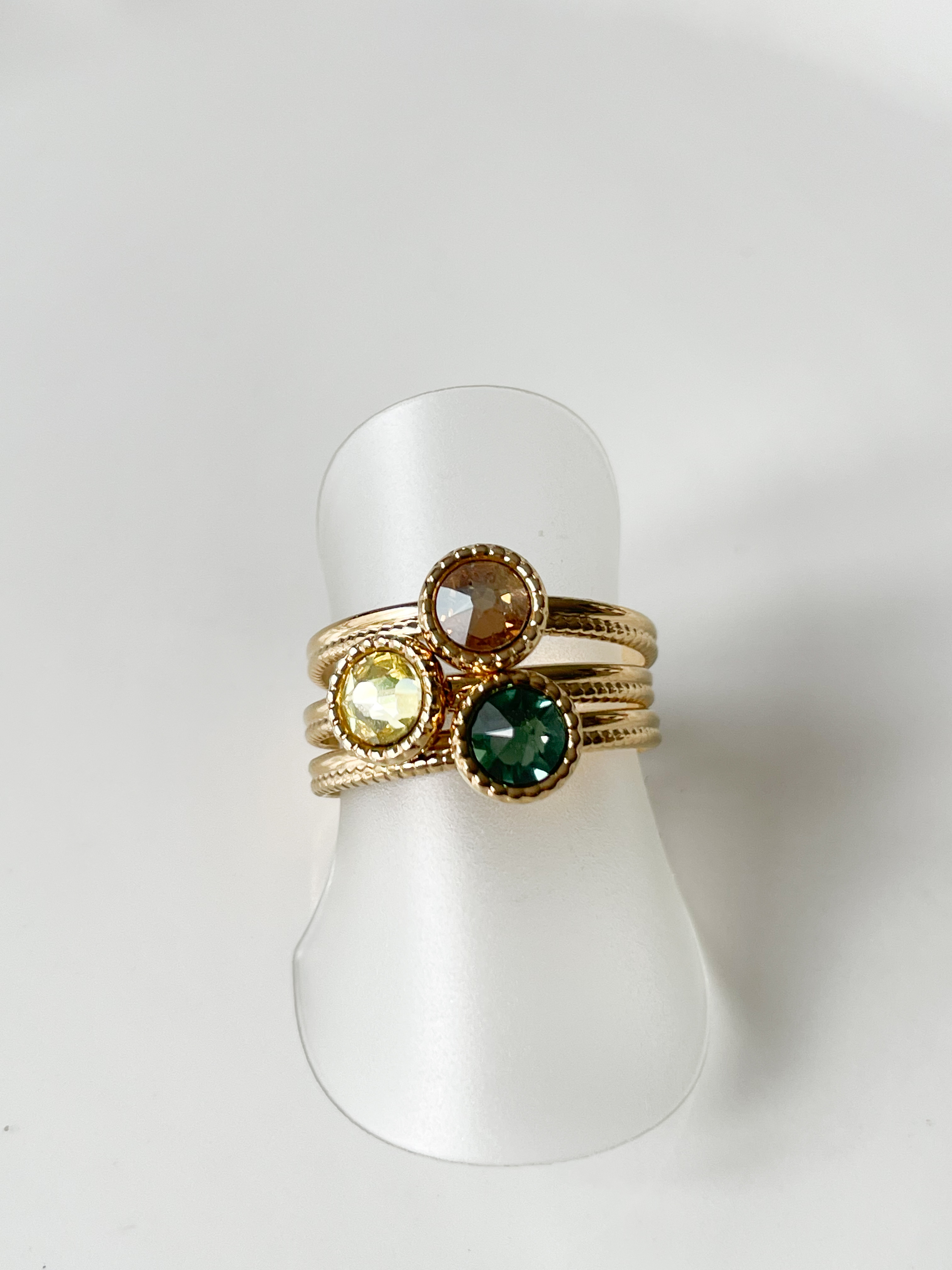 bague cristal fine jaune doré