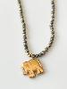 Collier pierre éléphant pyrite noir doré