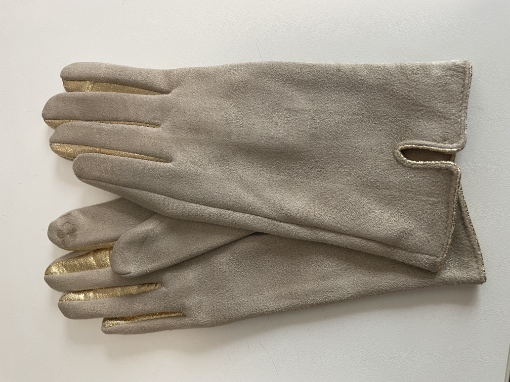 gants tactiles beige doré