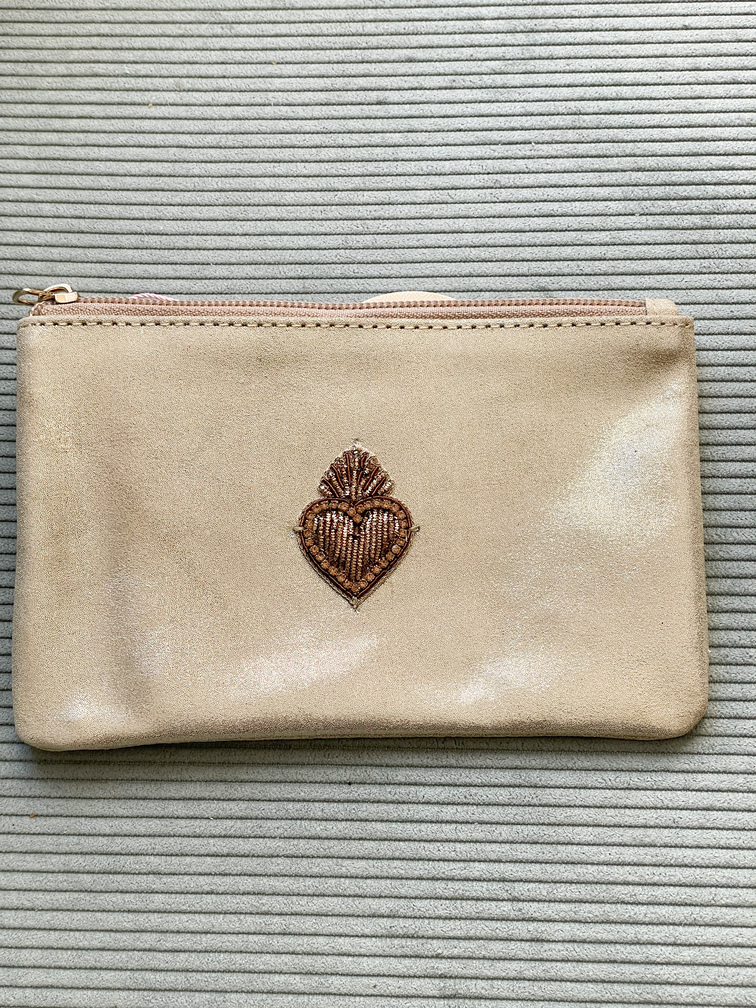 pochette cuir doré ex voto Mandalita