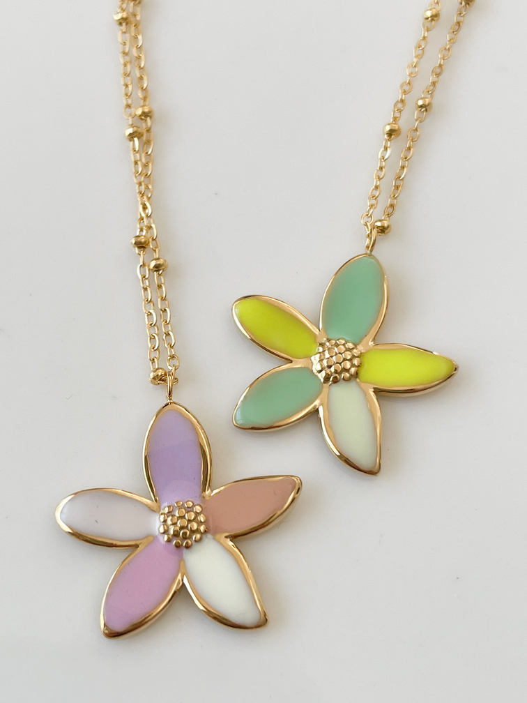 Collier Printemps rose doré