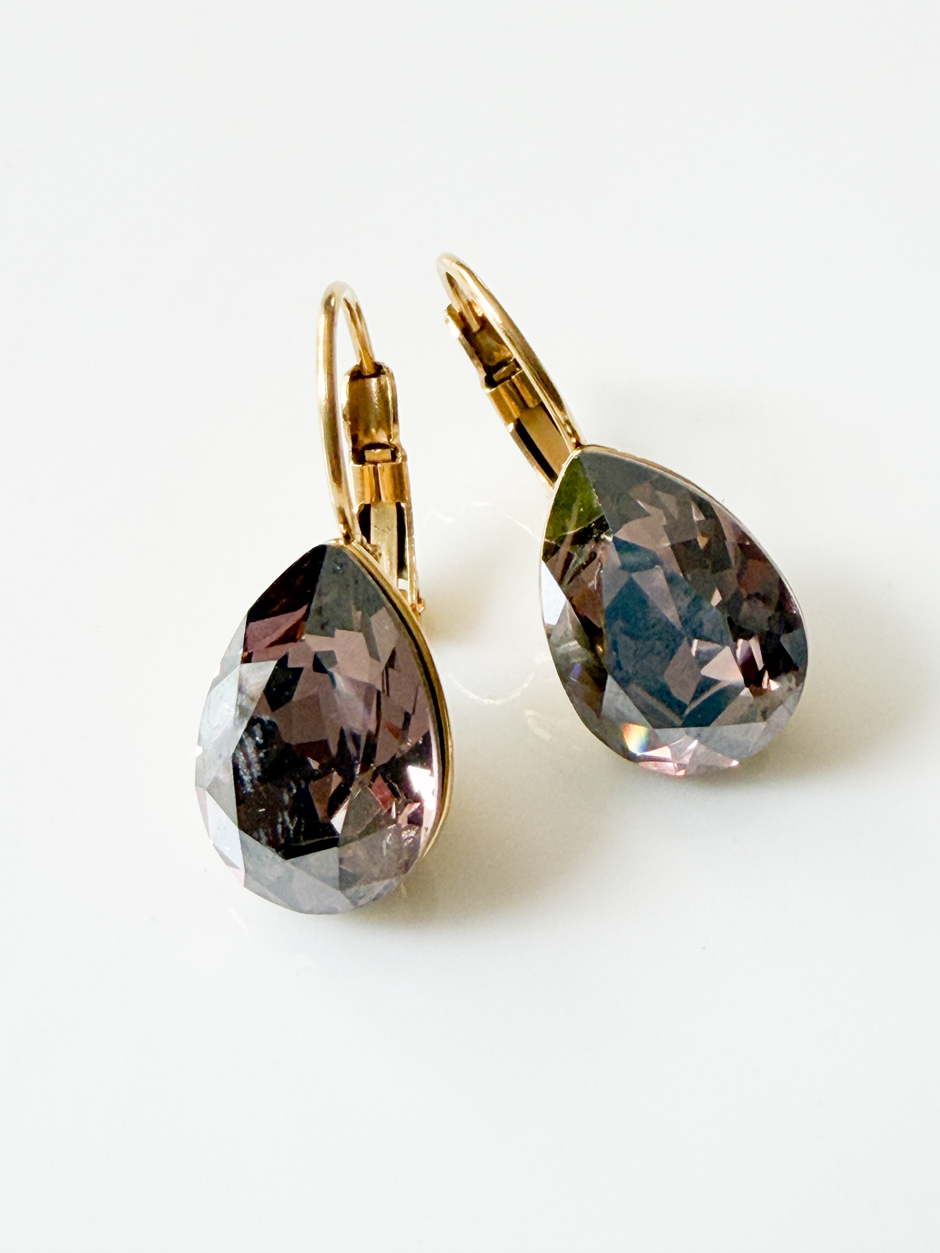 Boucles cristal goutte aubergine doré