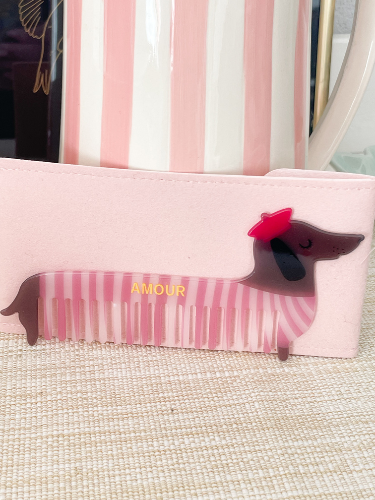 Peigne teckel Amour rayures