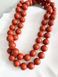 Collier sautoir perles marrons