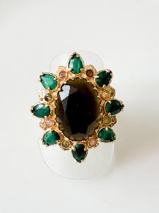 Bague pierres Nina vert doré 