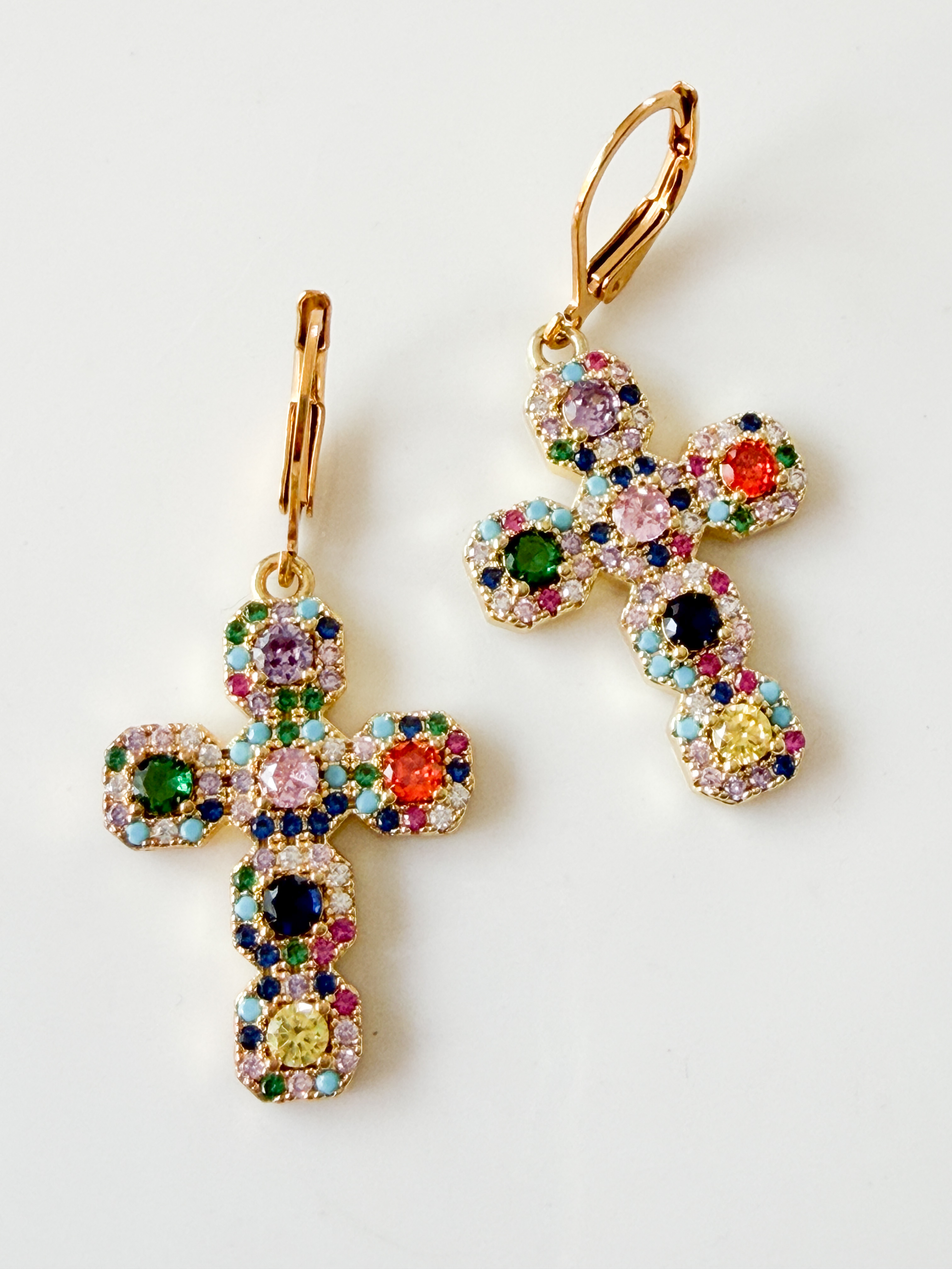 Boucles Croix multi doré