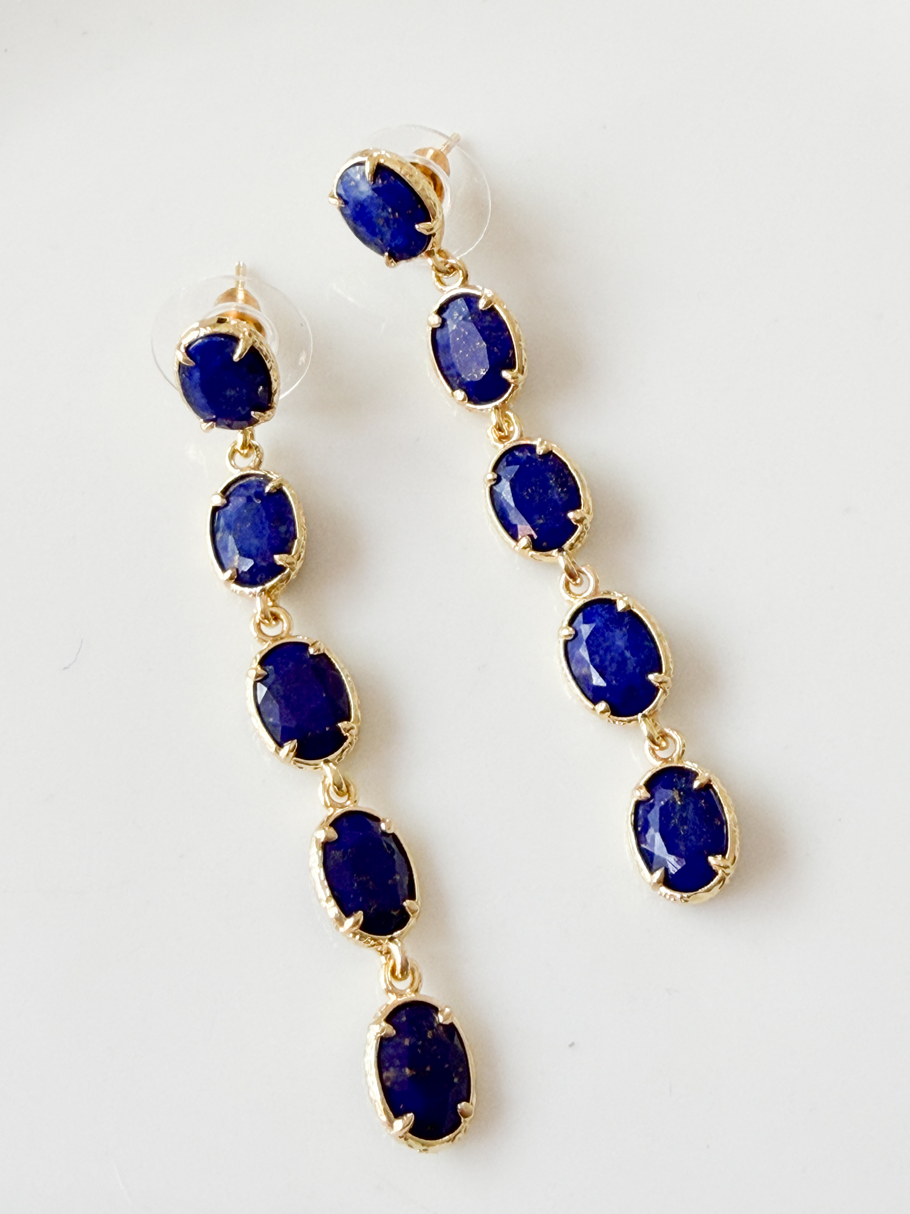 Boucles pierres Lapis doré