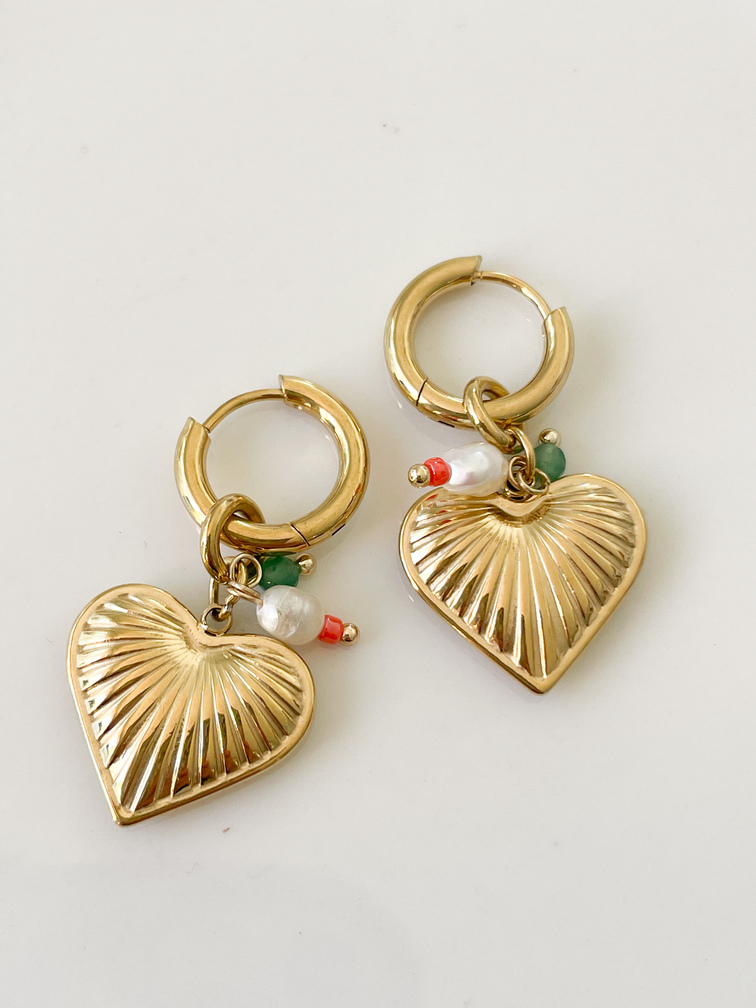 Boucles coeur gravé doré du Live