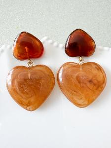 Boucles Lauriane coeur marron doré