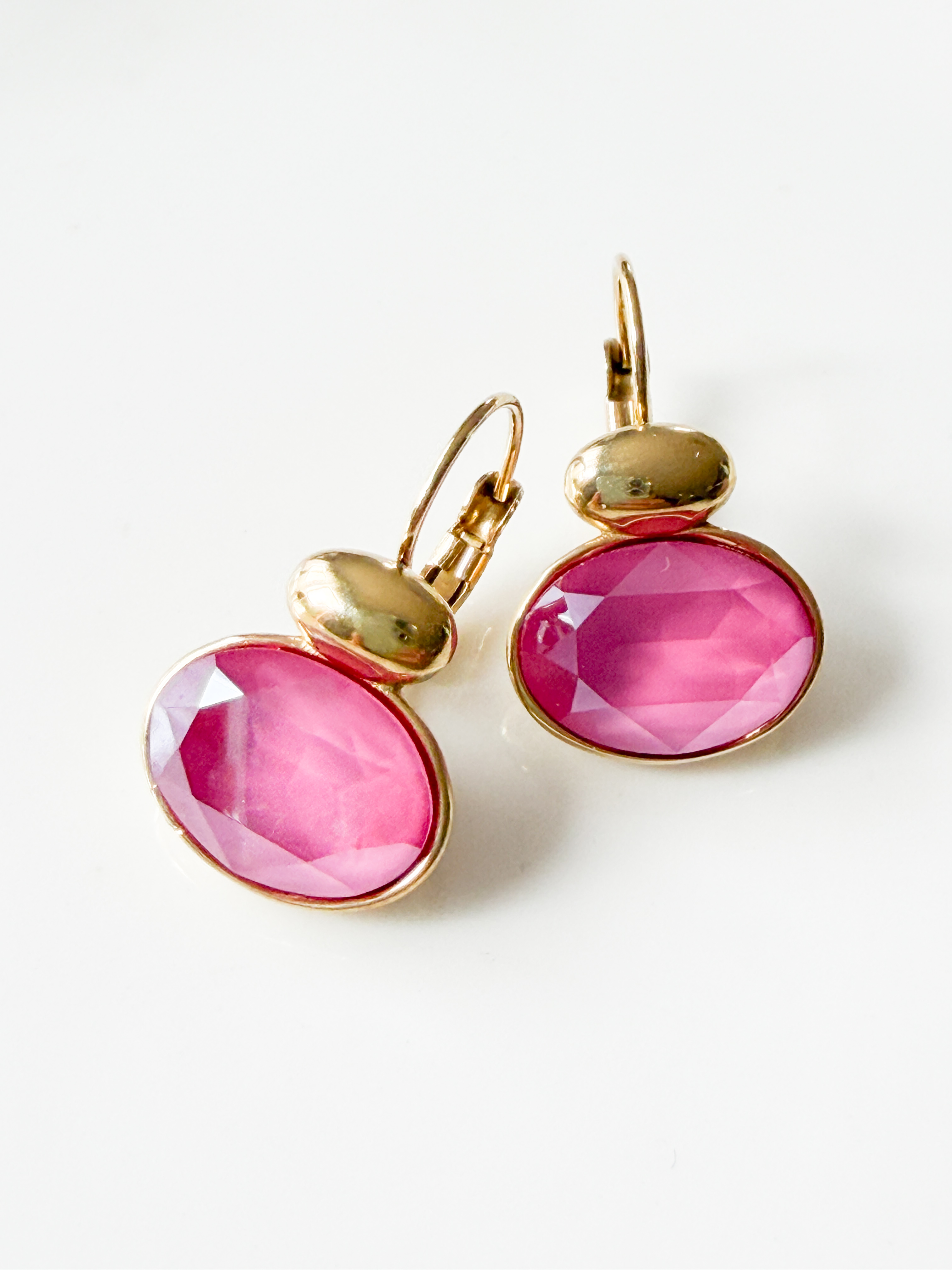 Boucles cristal rose opaque doré