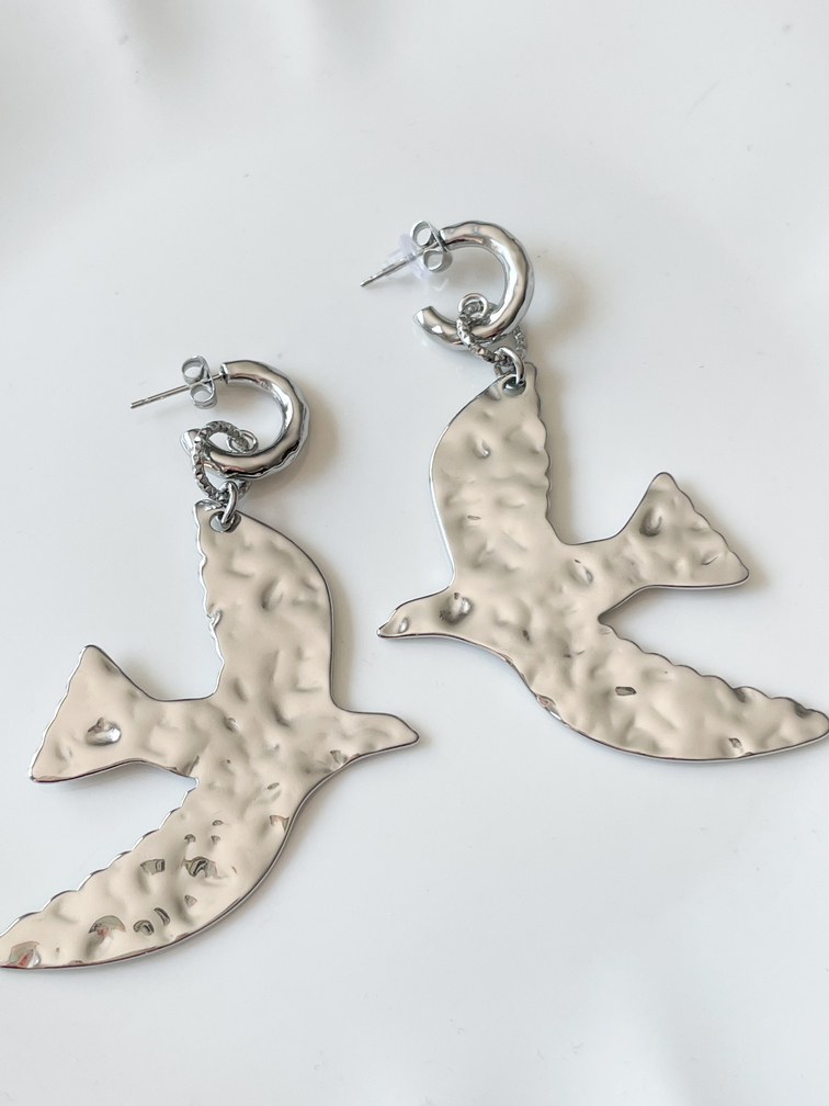 boucles hirondelle argenté