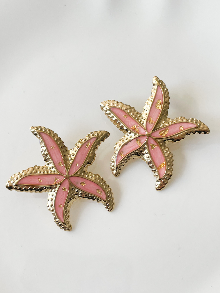 Boucles étoile de mer rose doré
