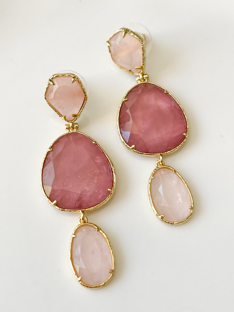 Boucles pierres Garbo rose doré