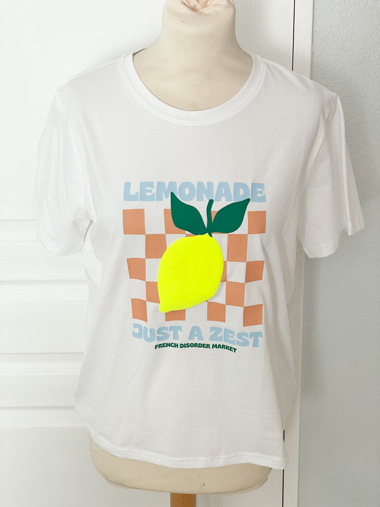 T shirt citron carreaux beige 36/40