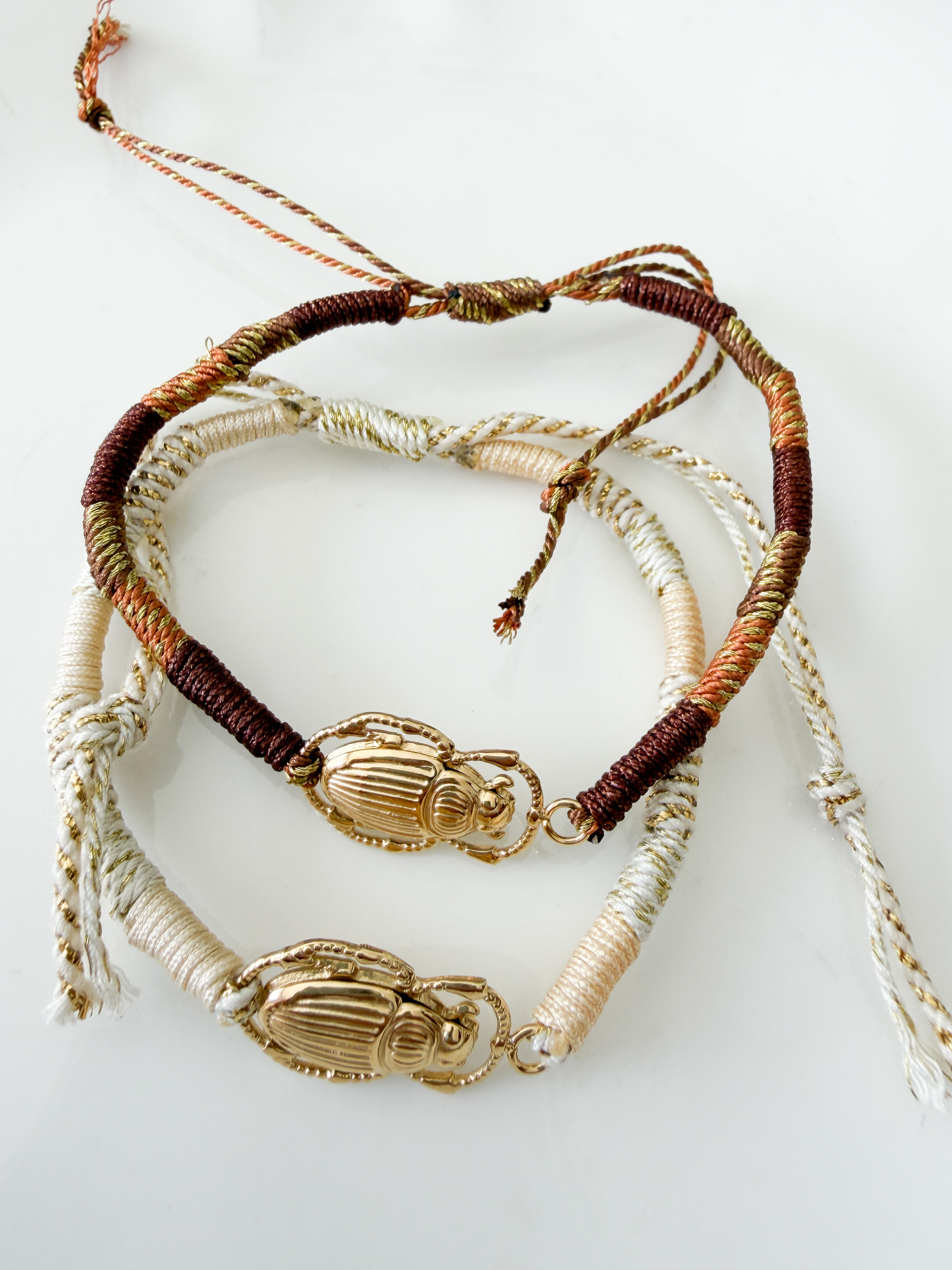 Bracelet Scarabée marron doré