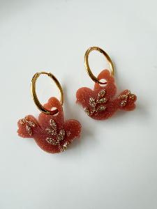 Boucles oiseau résine vieux rose du live