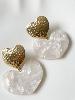 Boucles Ambre coeur nacré doré
