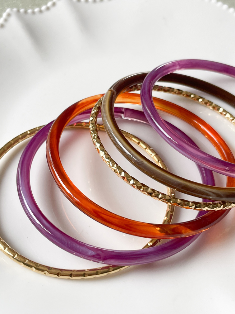 bracelet 6 pièces violet doré