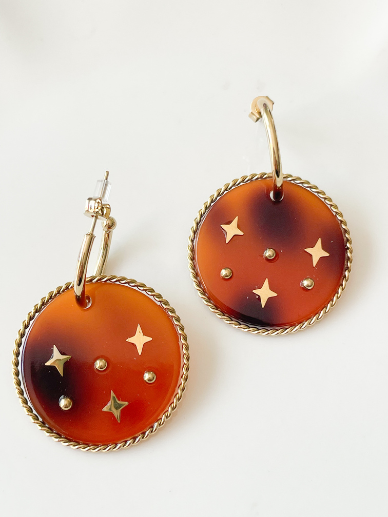 Boucles constellation ambre doré