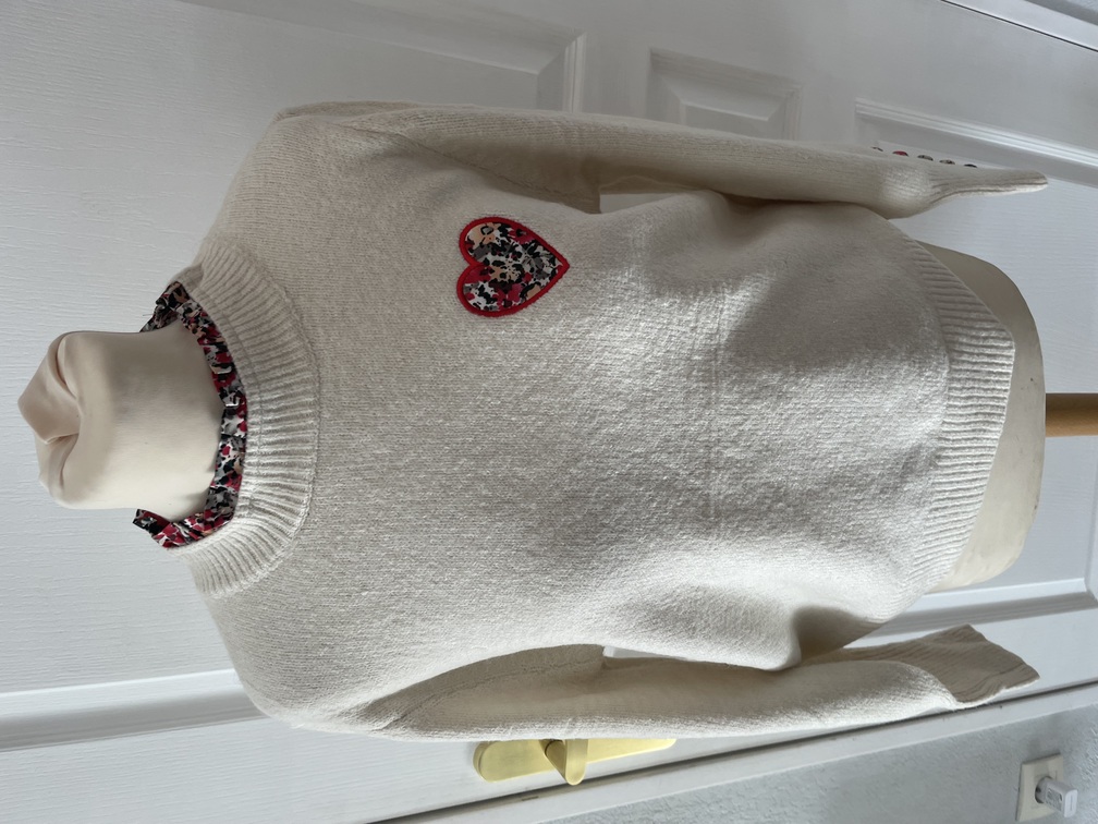 Pull liberty coeur crème taille unique