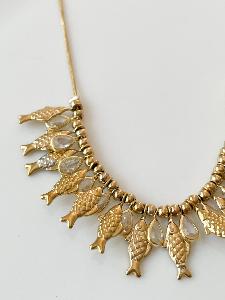Collier poissons goutte doré