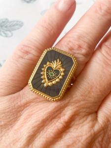 bague Aurore coeur doré réglable