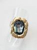 bague cristal grande gris doré