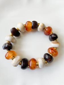 Bracelet Olga beige doré