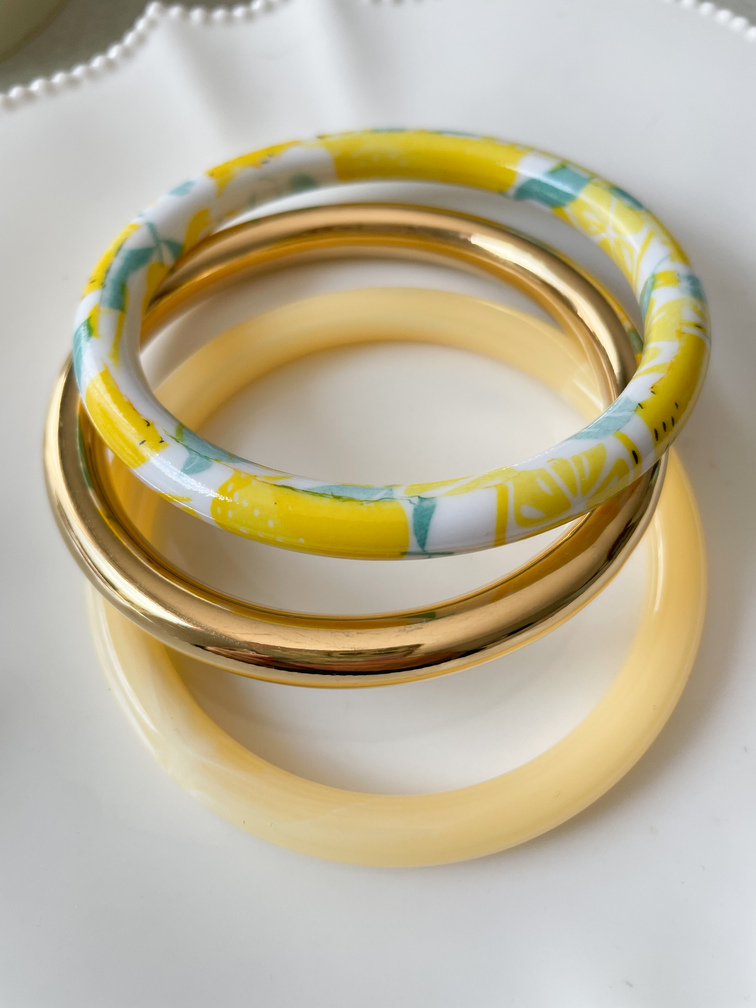 bracelet citron 3 rangs jaune doré
