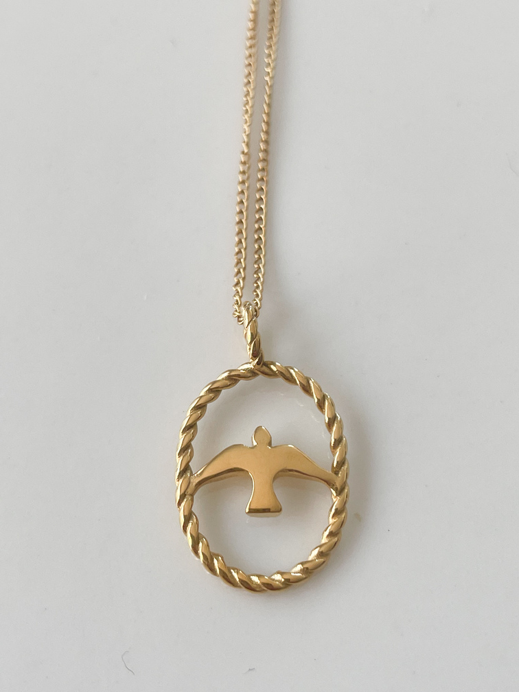 Collier oiseau doré