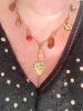 Collier colibri coeur marron doré