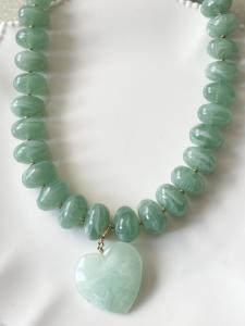 collier coeur vert doré