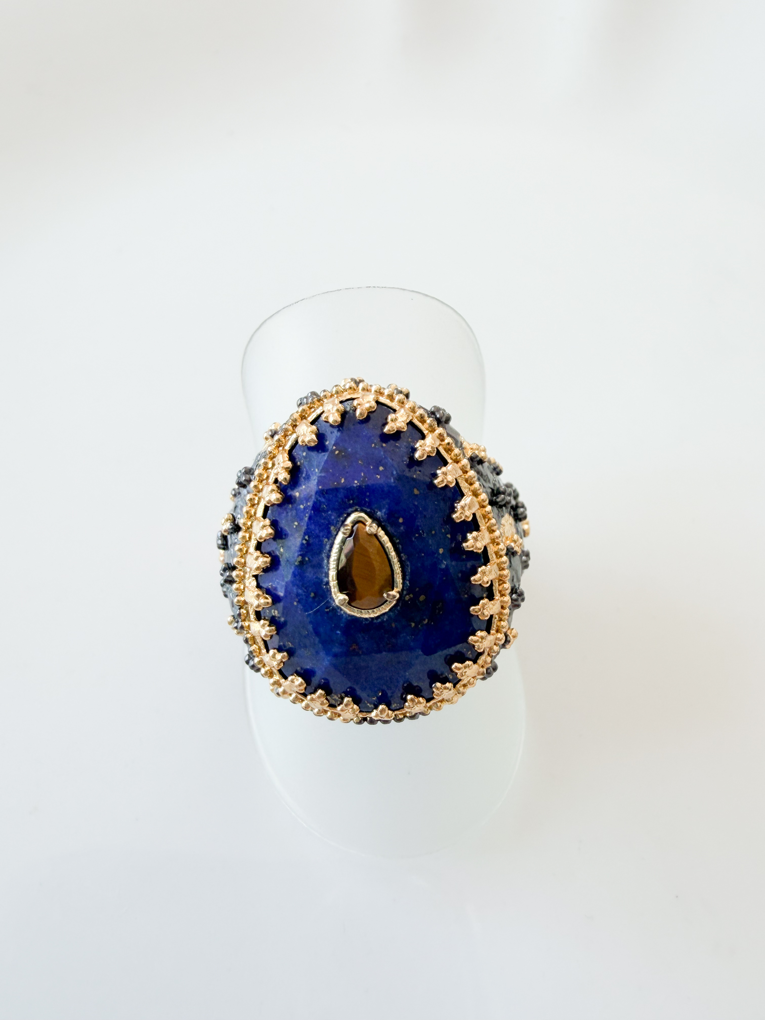 Bague pierre Betty bleu doré noir