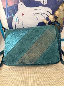 Sac diagonal cuir bleu  