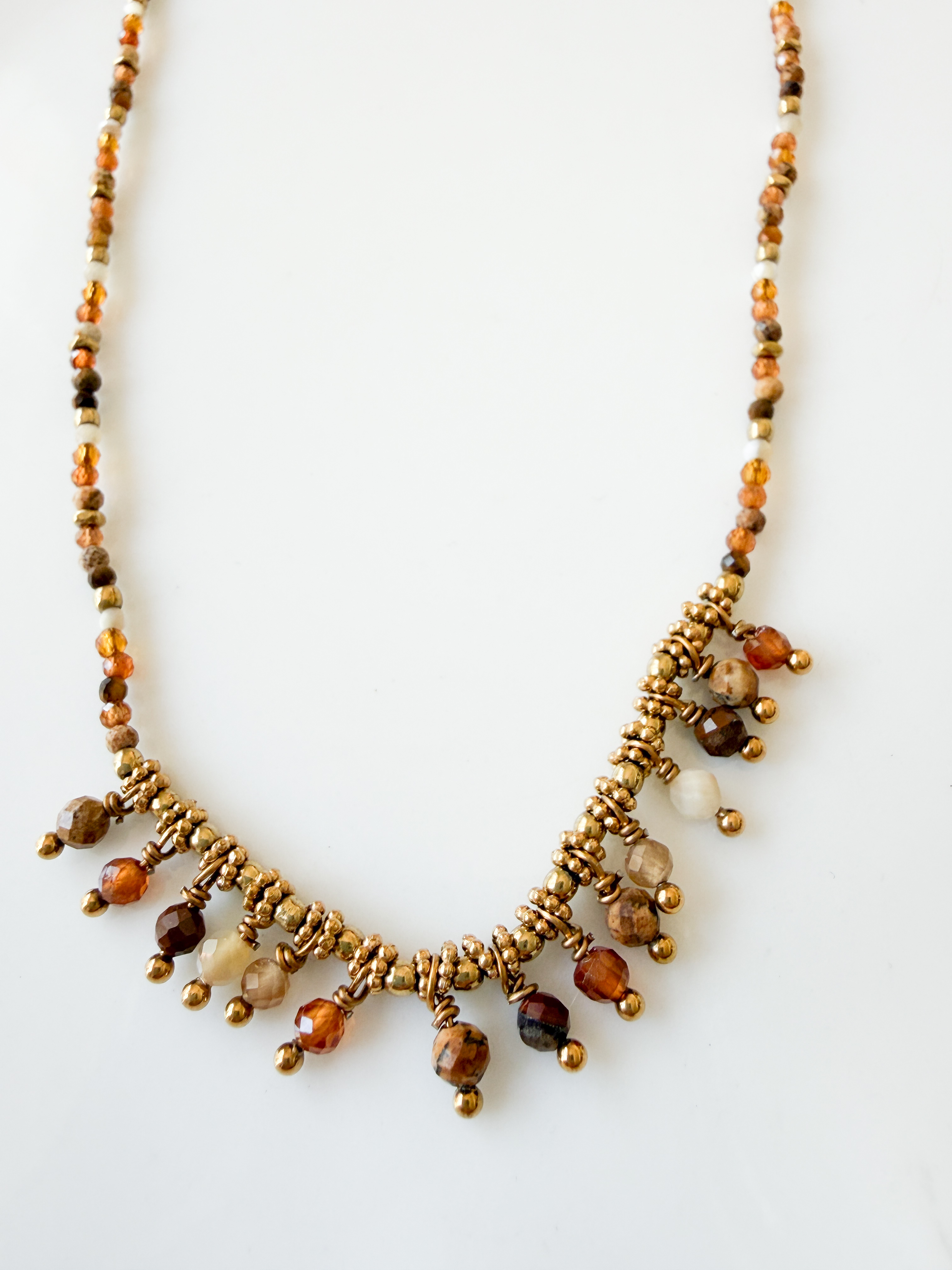 Collier pierres Zélie marron doré