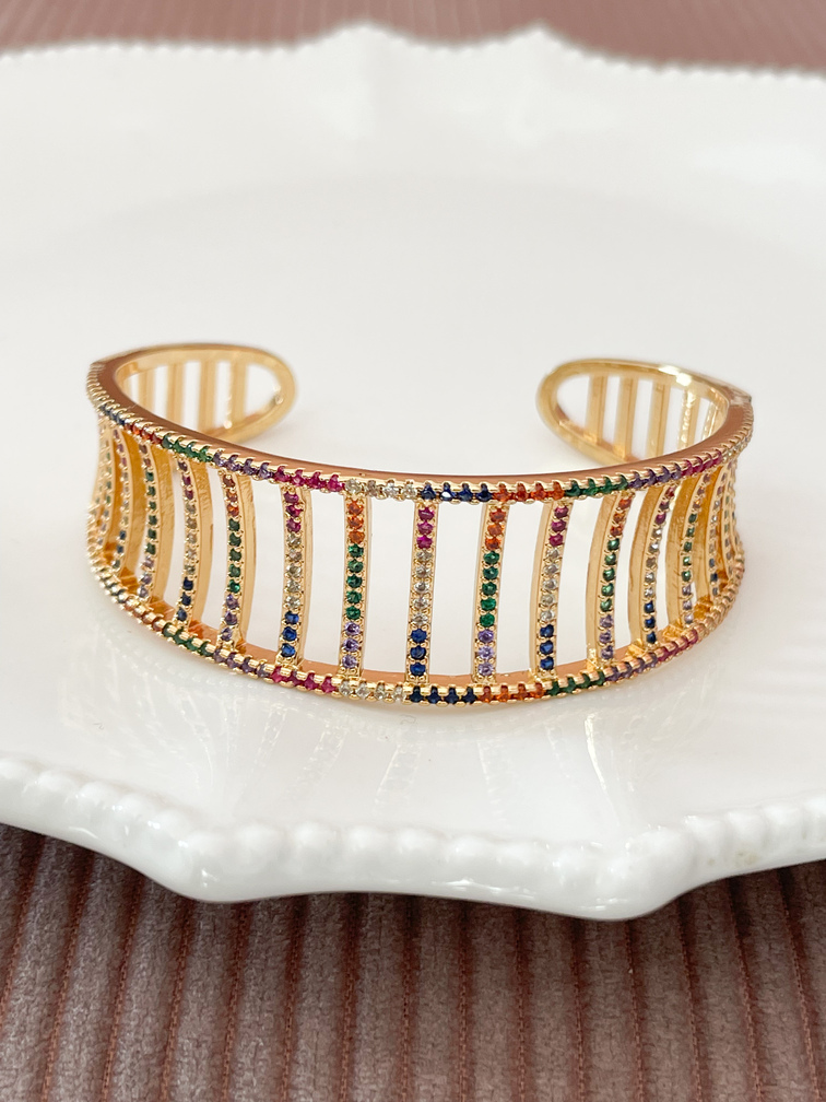 Bracelet manchette arc en ciel doré
