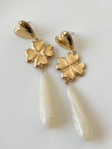 boucles trèfle crème doré