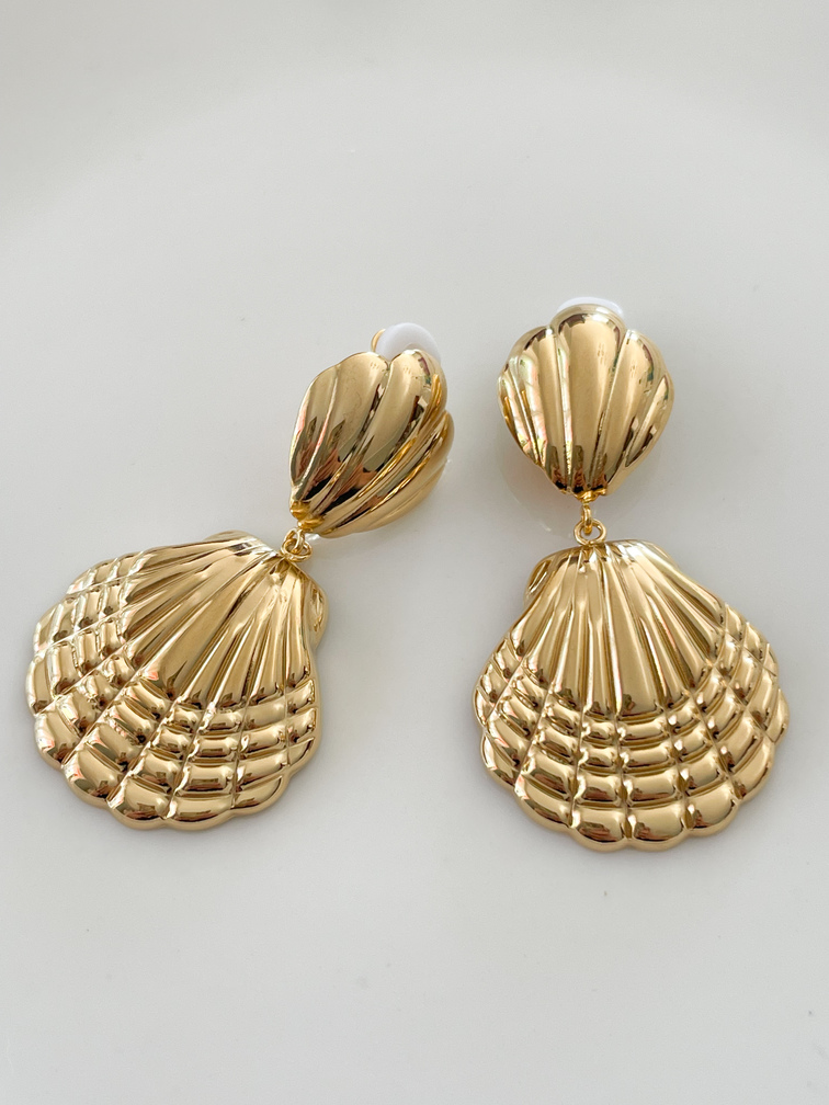 Boucles Clip coquillage doré