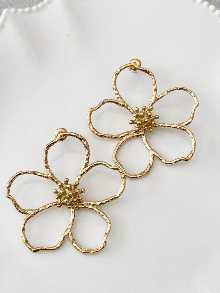 boucles grandes fleurs doré