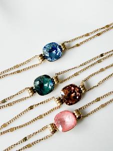 Bracelet cristal BB bleu gris doré